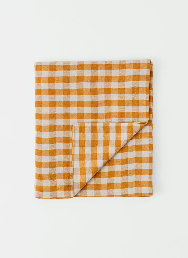Orchard Check Linen Cotton Tablecloth | Mist/Cider