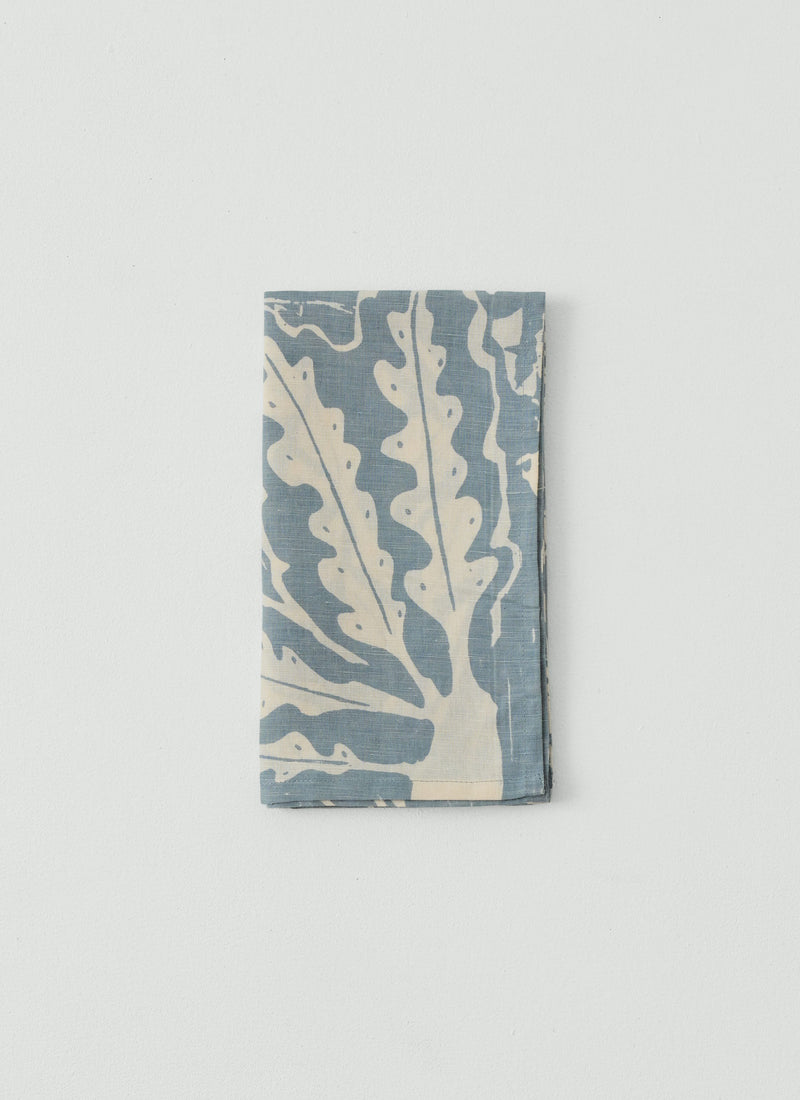 Woodland Print Linen Cotton Napkin | Breeze Blue/Ecru