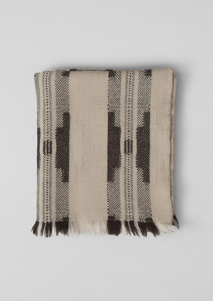 Bulgarian Wool Blanket Ecru Brown