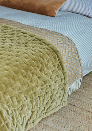 Hand Quilted Velvet Throw Green Bark TOAST