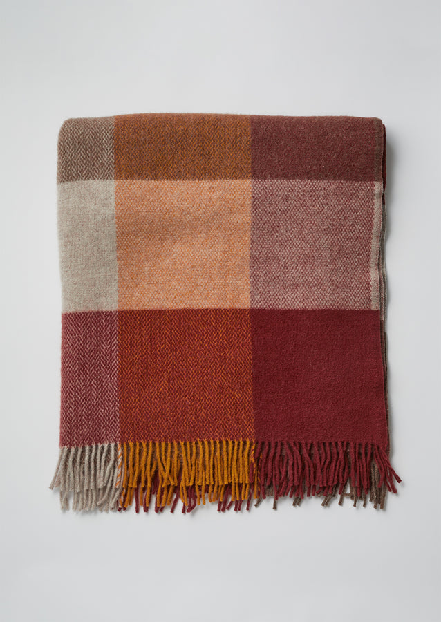 Klippan Colour Block Wool Blanket | Mulberry/Honey/Birch