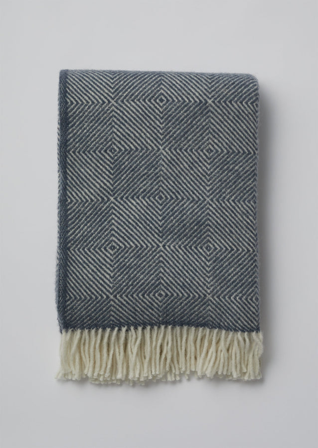 Klippan Diamond Weave Wool Blanket | Slate Blue