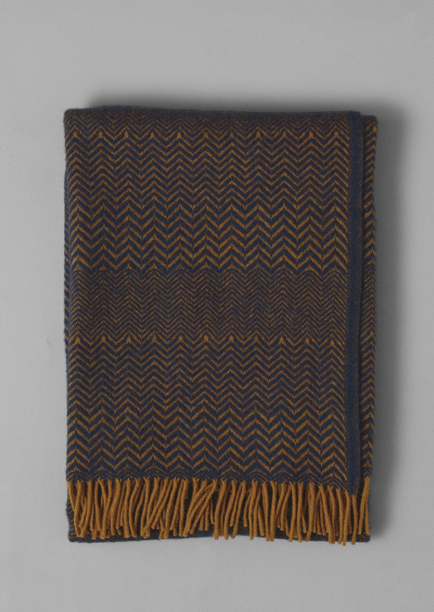 Zig Zag Wool Blanket Navy Caramel TOAST
