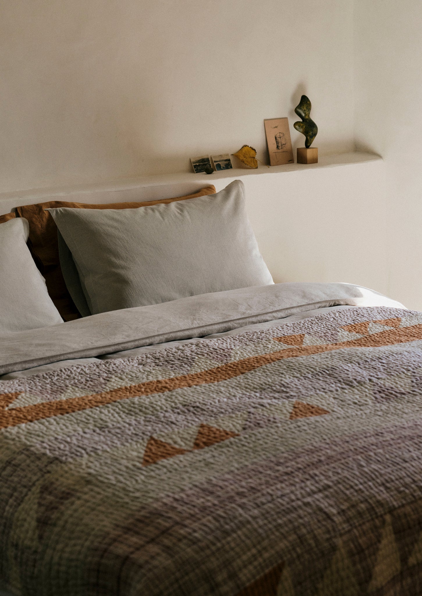 Nila Hand Woven Patchwork Quilt | Apricot/Multi