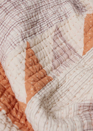 Nila Hand Woven Patchwork Quilt | Apricot/Multi
