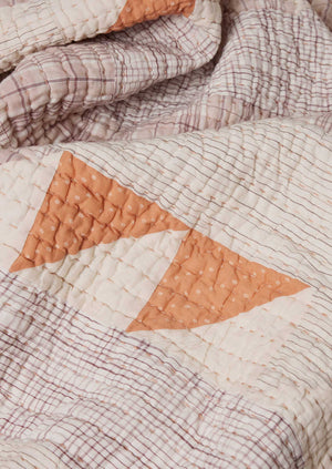 Nila Hand Woven Patchwork Quilt | Apricot/Multi