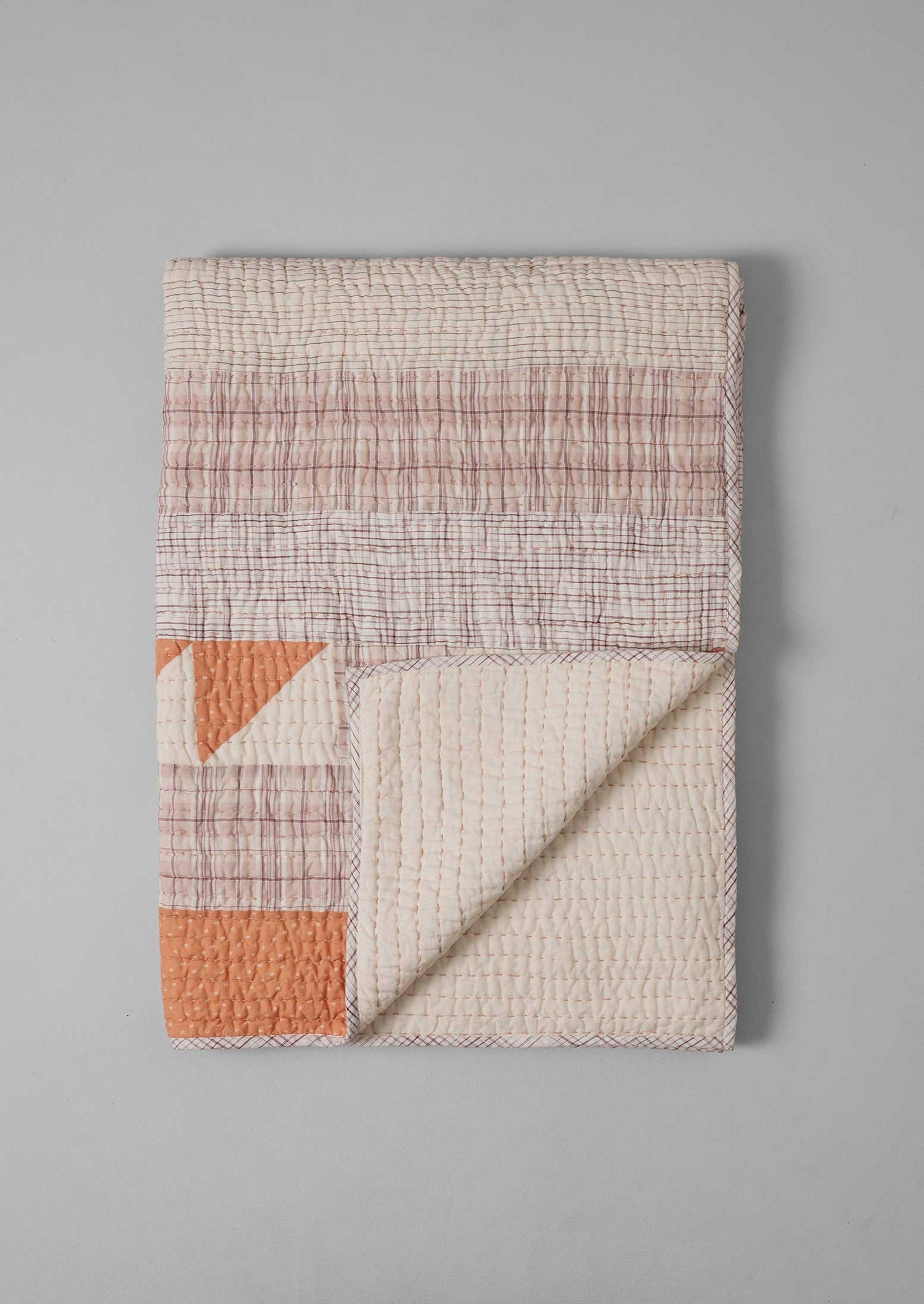 Nila Hand Woven Patchwork Quilt | Apricot/Multi