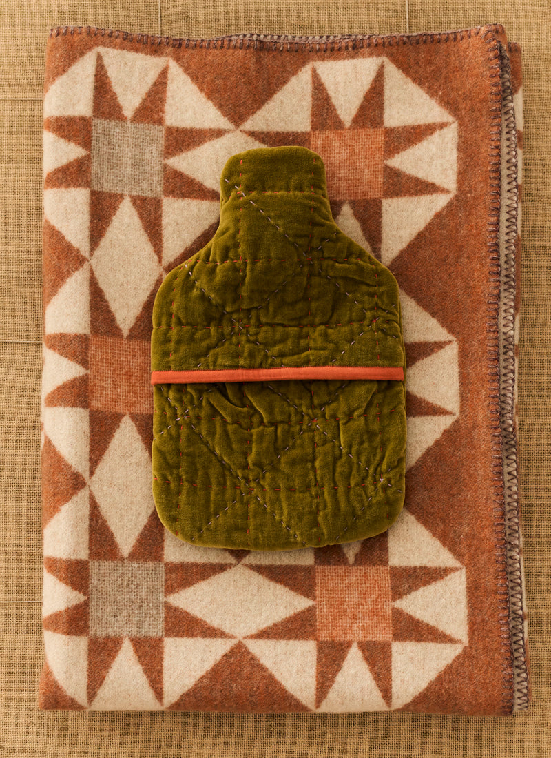 Jacquard Star Wool Blanket | Rust/Soft Peach