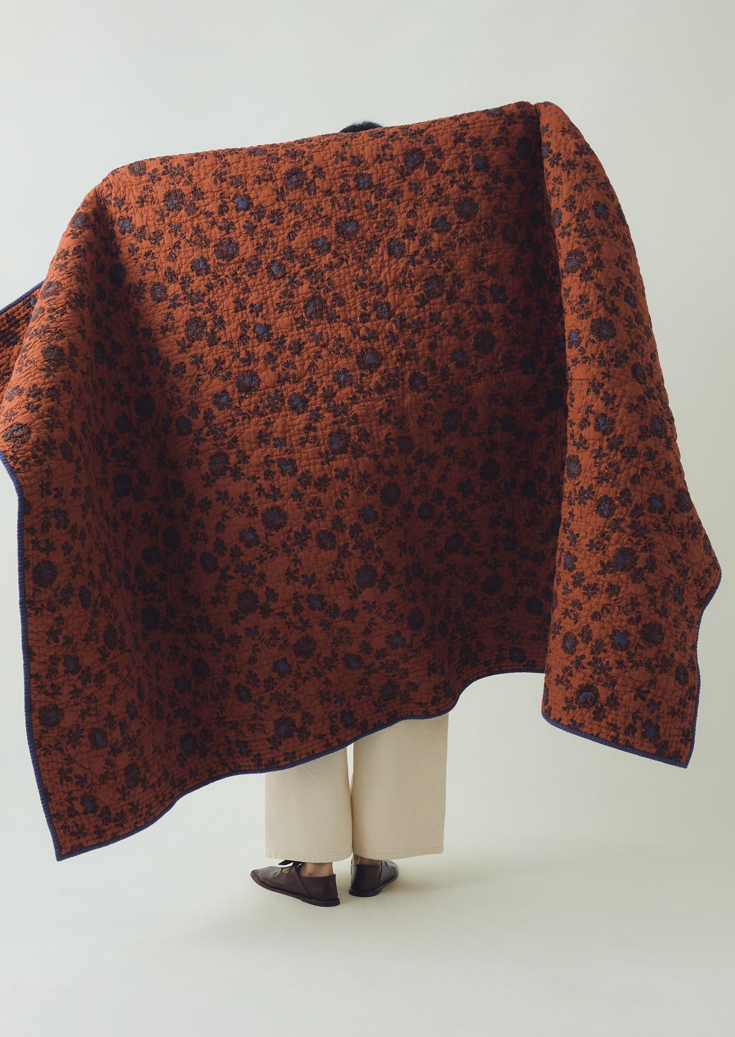 Aster Print Cotton Quilt | Soft Terracotta/Plum