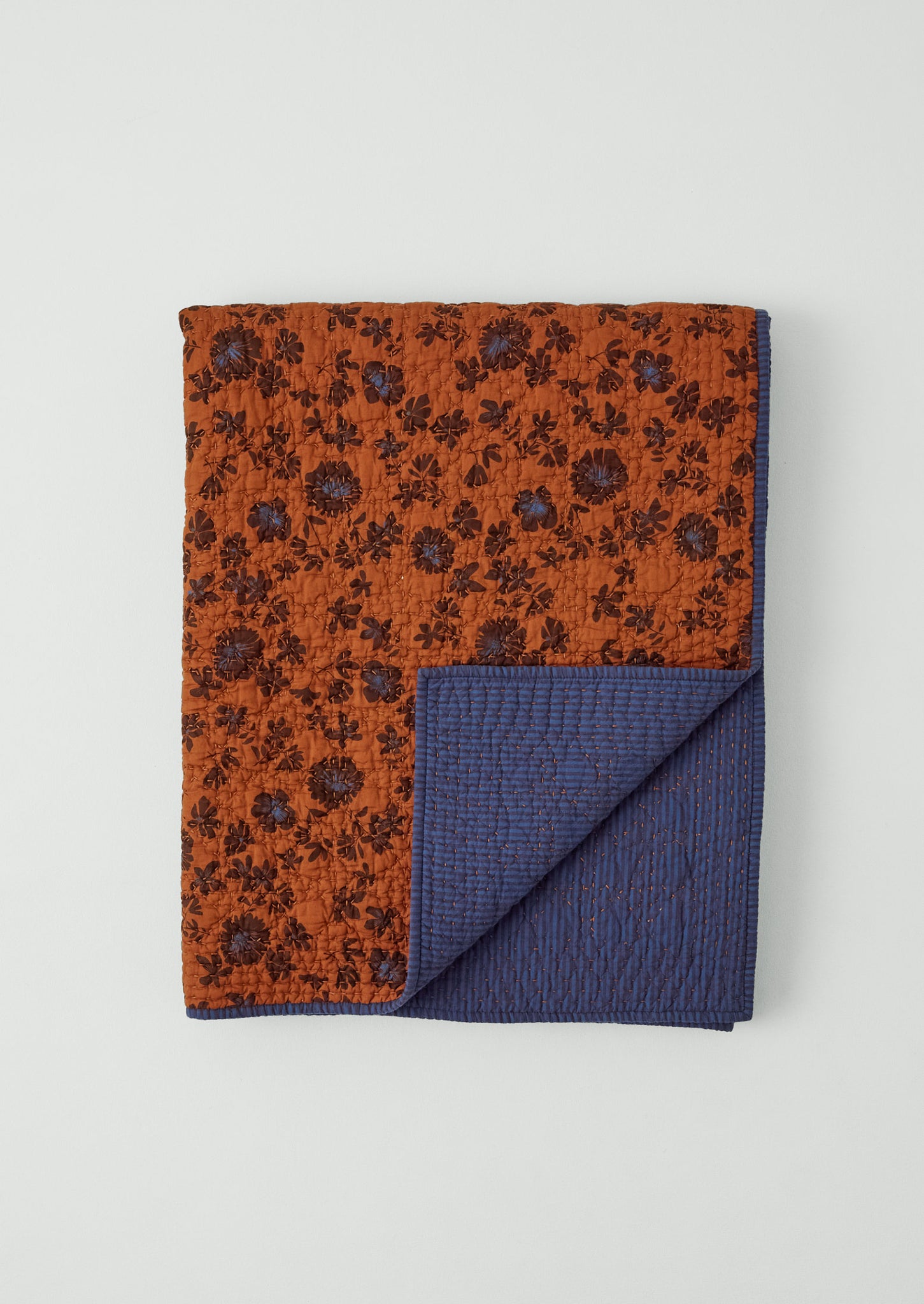 Aster Print Cotton Quilt | Soft Terracotta/Plum