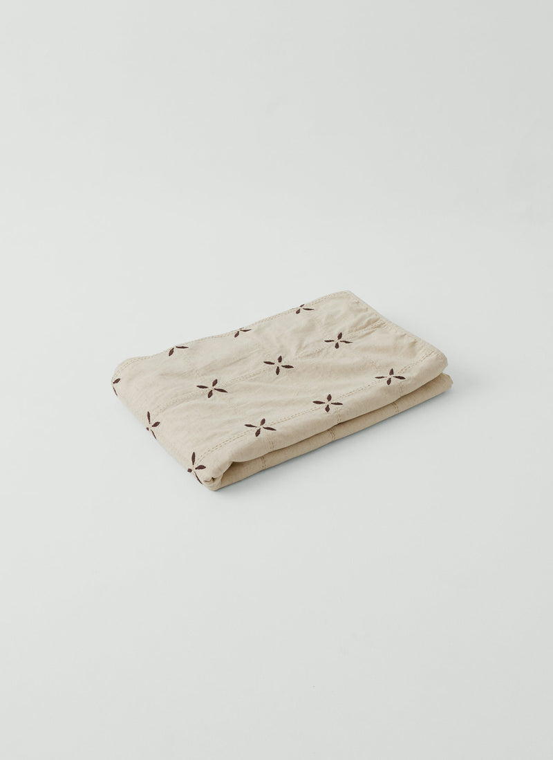 Tiled Petal Cotton Linen Lightweight Bedspread | Ecru/Slate