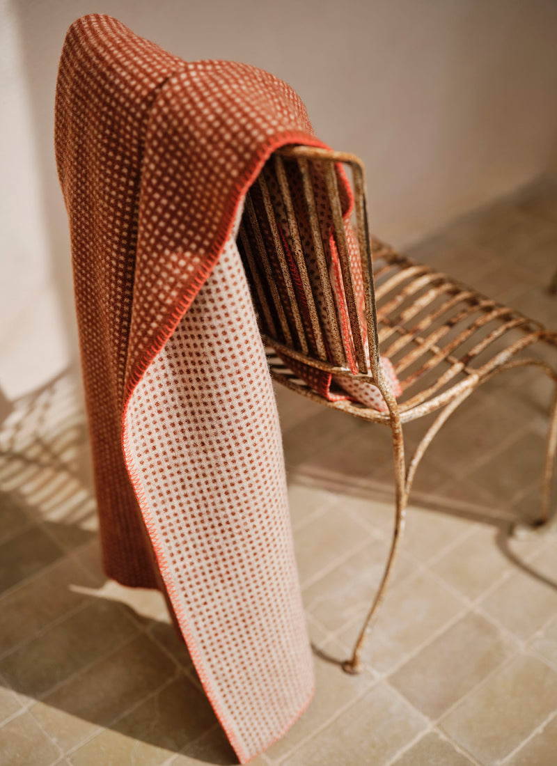 Jacquard Dot Wool Blanket | Rust