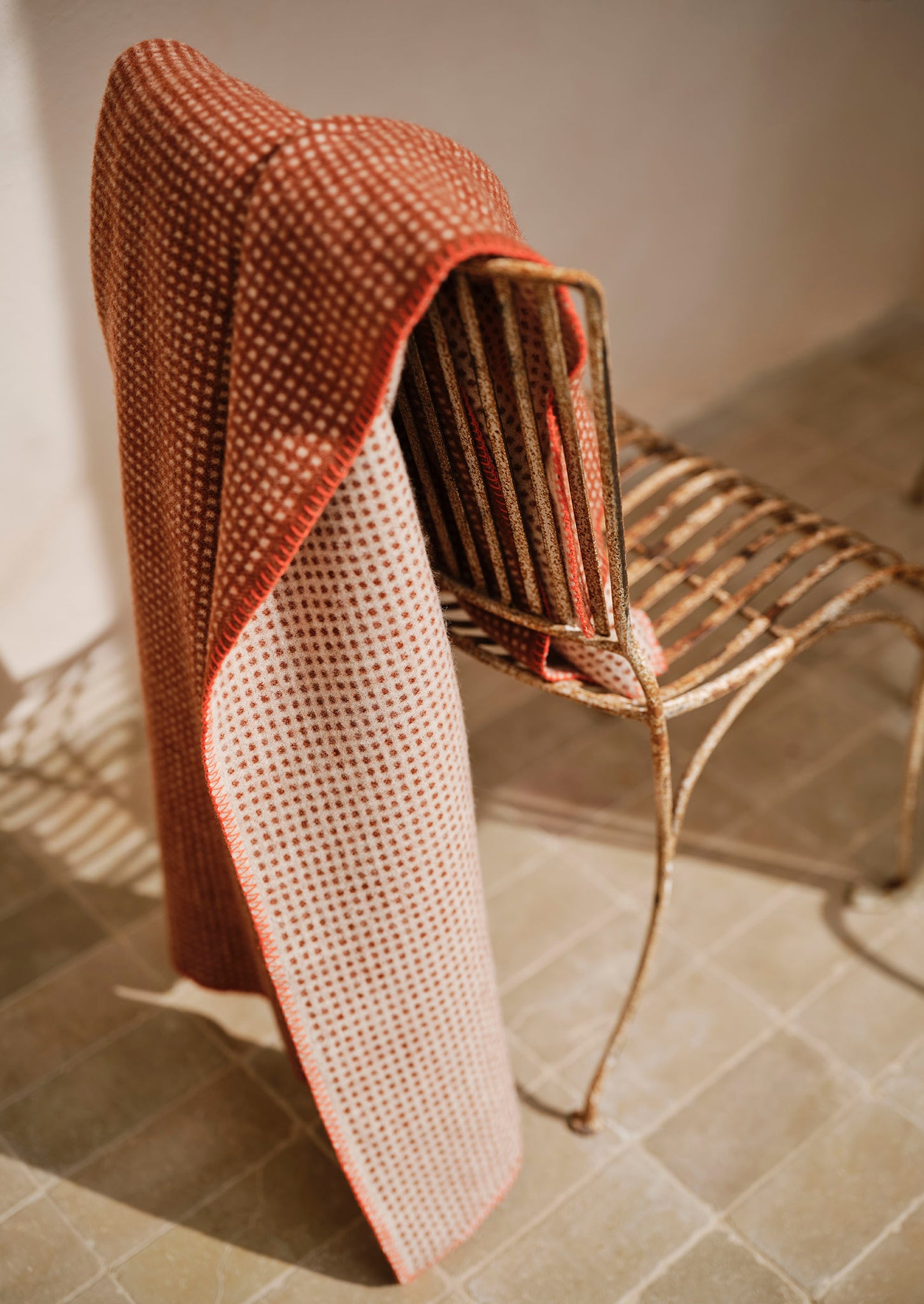 Jacquard Dot Wool Blanket | Rust