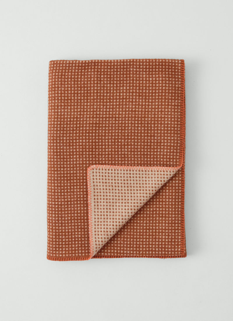 Jacquard Dot Wool Blanket | Rust