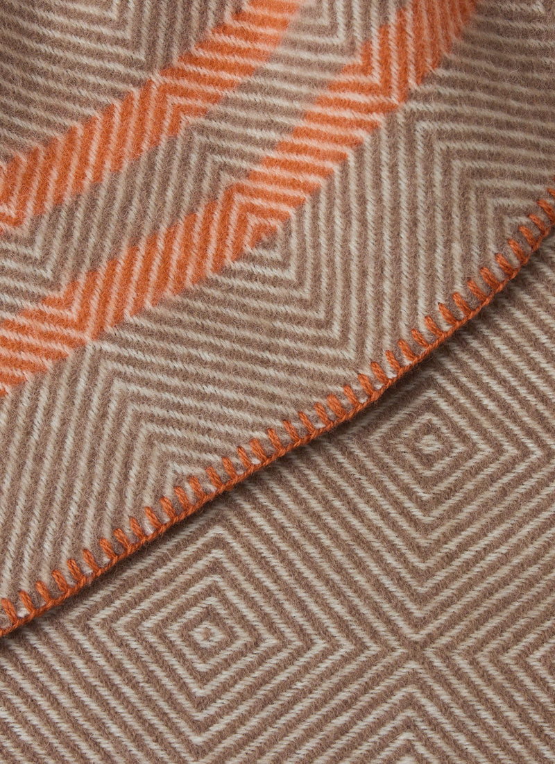 Diamond Stripe Wool Blanket | Dusty Lilac/Coral