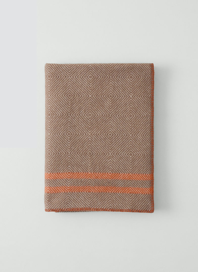 Diamond Stripe Wool Blanket | Dusty Lilac/Coral