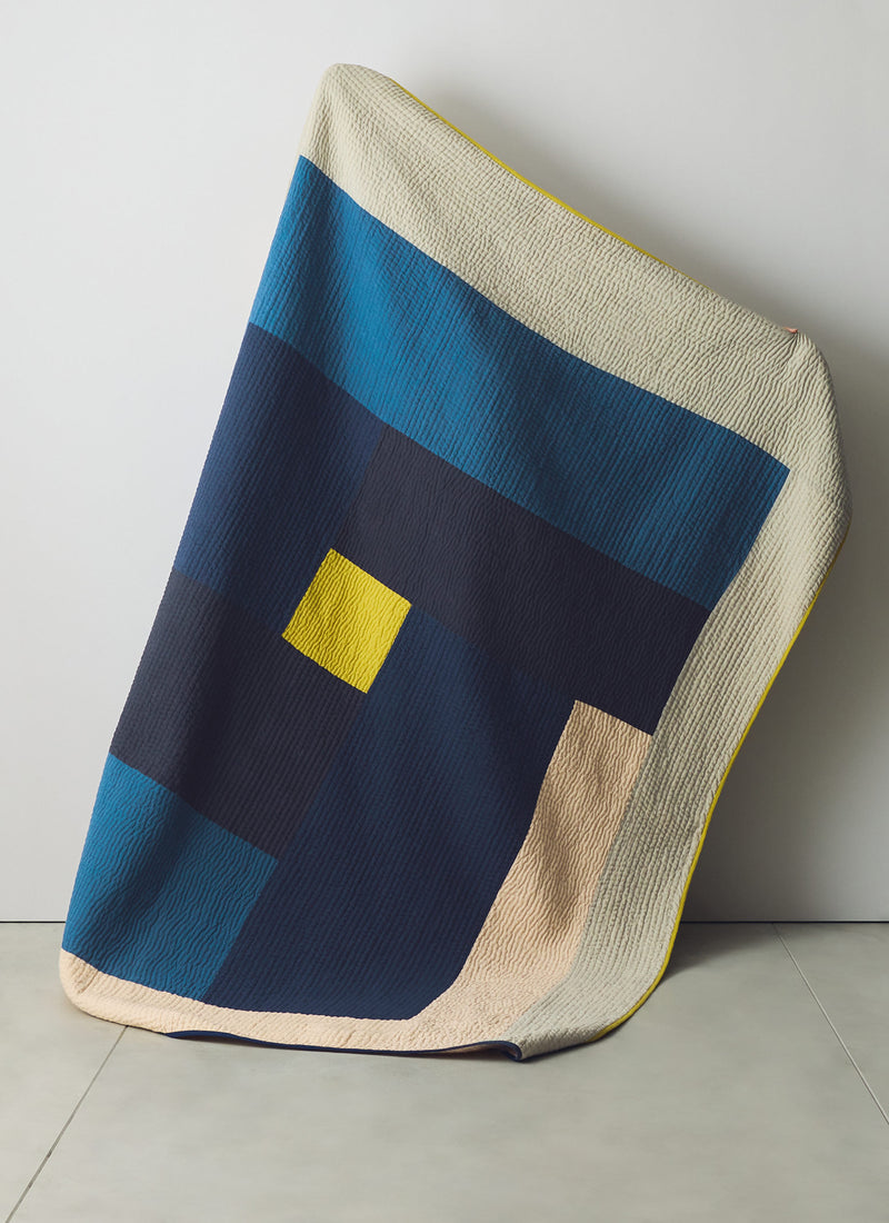 Celeste Cotton Patchwork Quilt | Indigo Blue/Chartreuse | TOAST