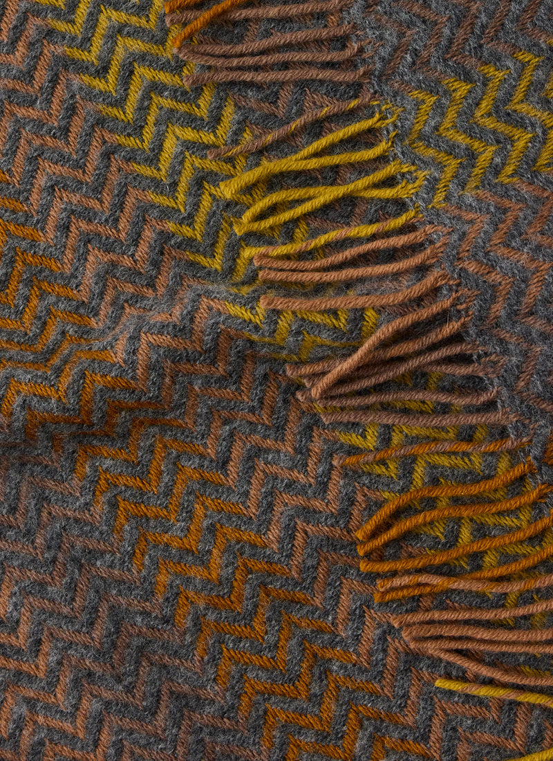 Striped Chevron Wool Blanket | Dusk/Caramel