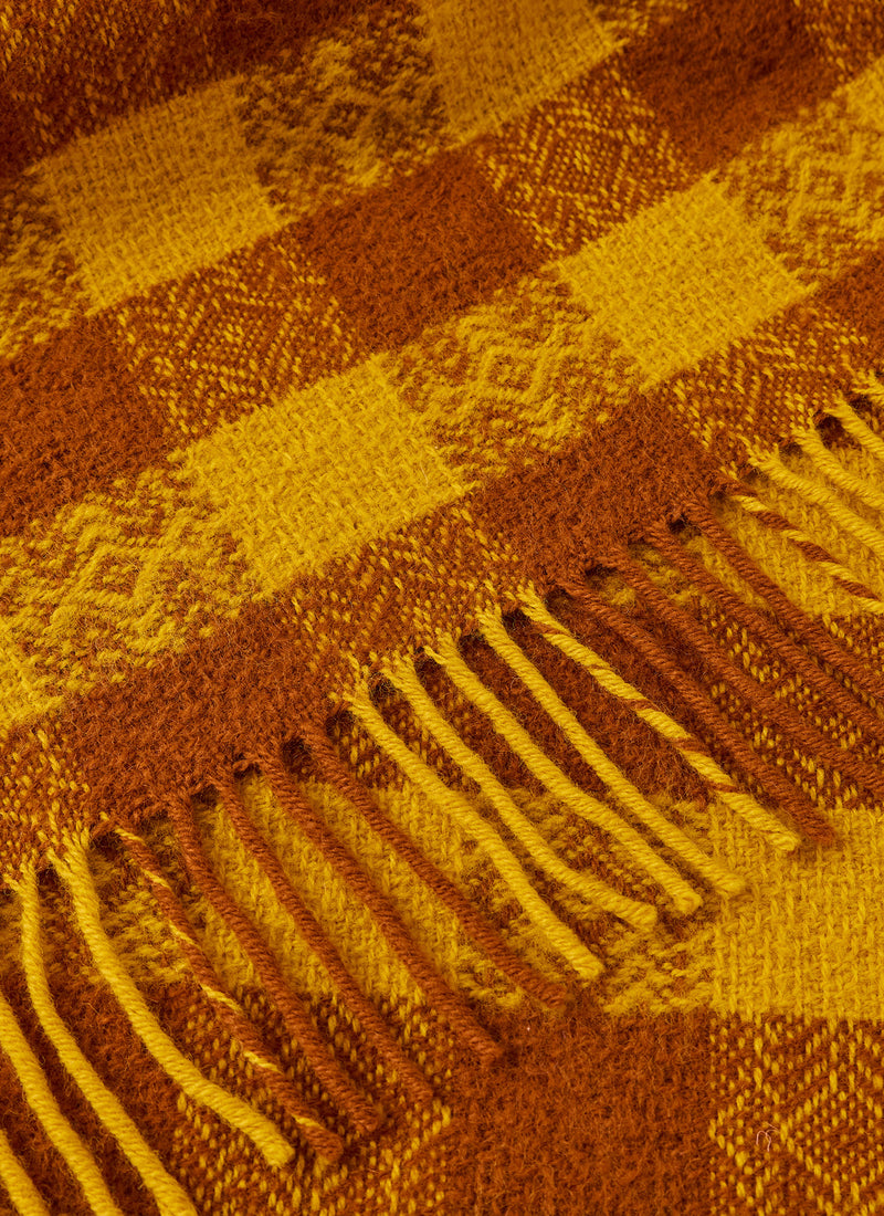 Hutton Check Wool Blanket | Gold/Caramel