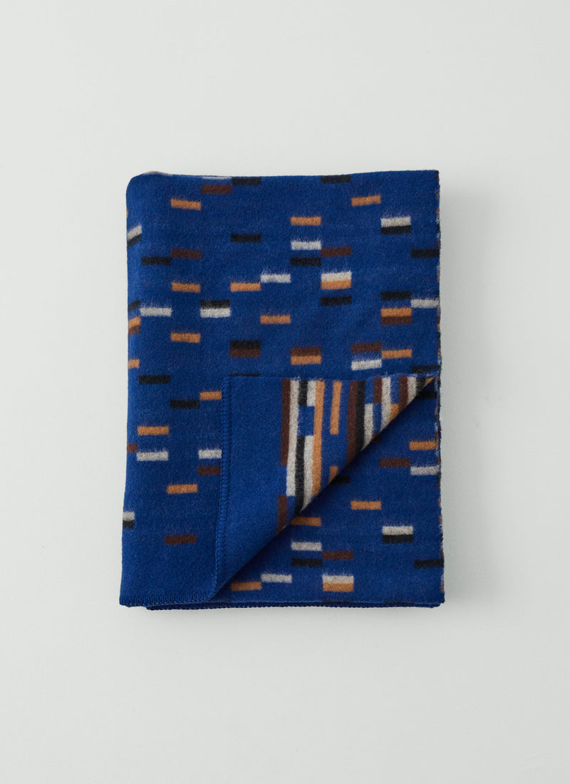 Dashed Wool Blanket | Blue/Cinnamon