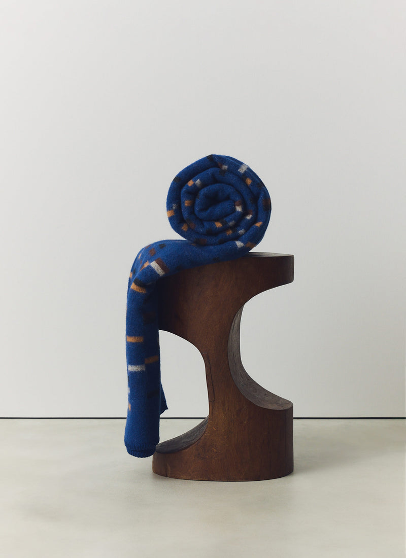 Dashed Wool Blanket | Blue/Cinnamon