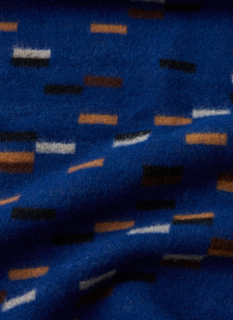 Dashed Wool Blanket | Blue/Cinnamon