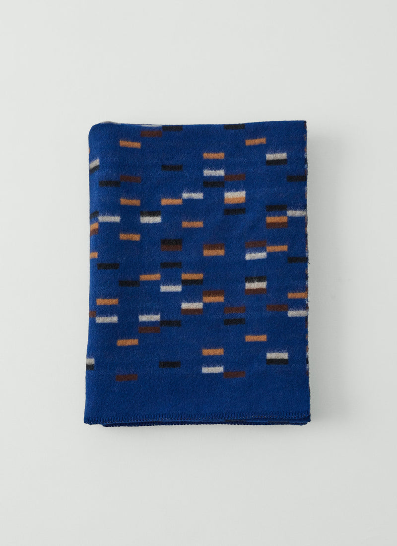 Dashed Wool Blanket | Blue/Cinnamon