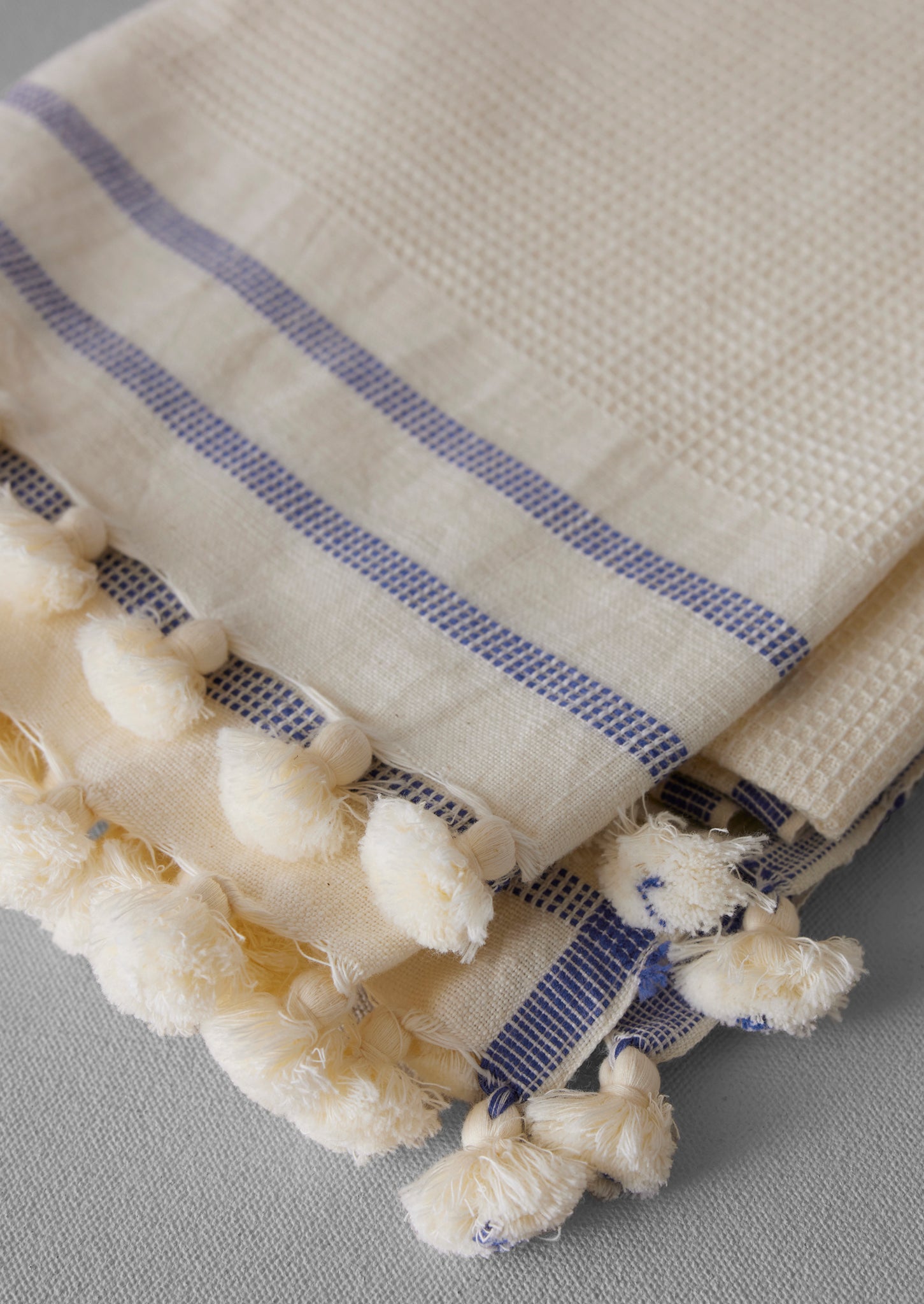 Hand Woven Cotton Bath Towel | Chalk/Azure