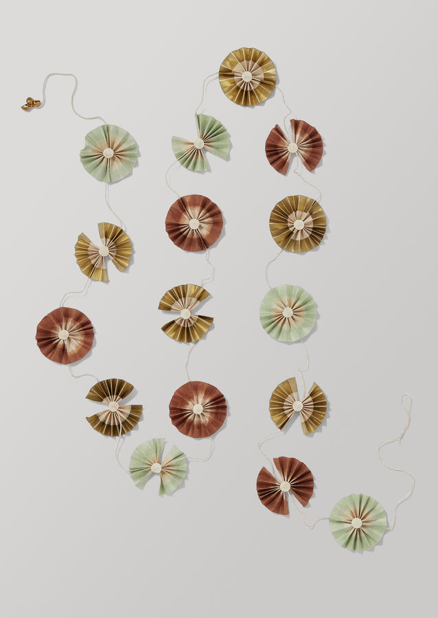 Dip Dyed Paper Rosette Garland | Mint/Gold/Rust