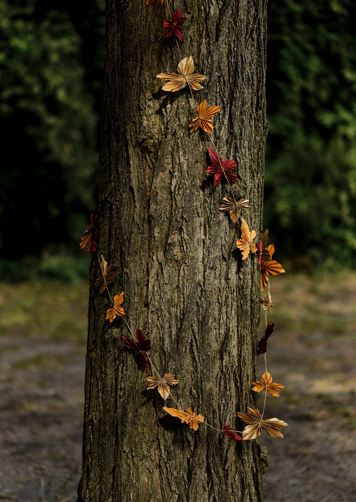 Maple Leaf Paper Garland | Madder/Pale Amber/Gold