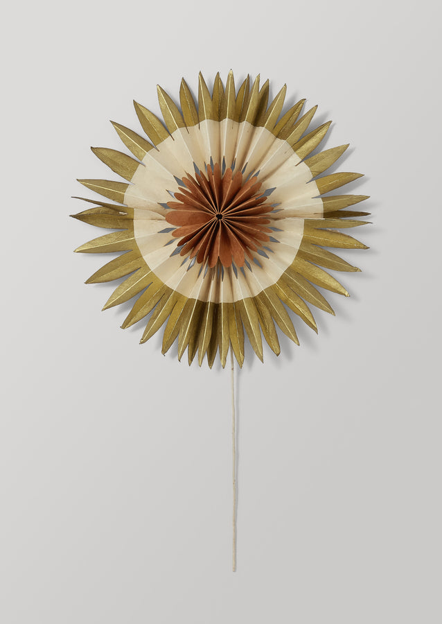 Lokta Paper Rosette Tree Topper | Gold/Toffee