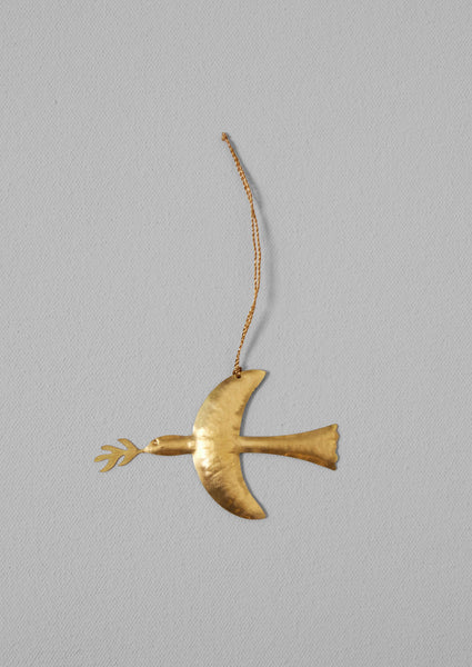 Hammered Metal Dove Decoration Brass