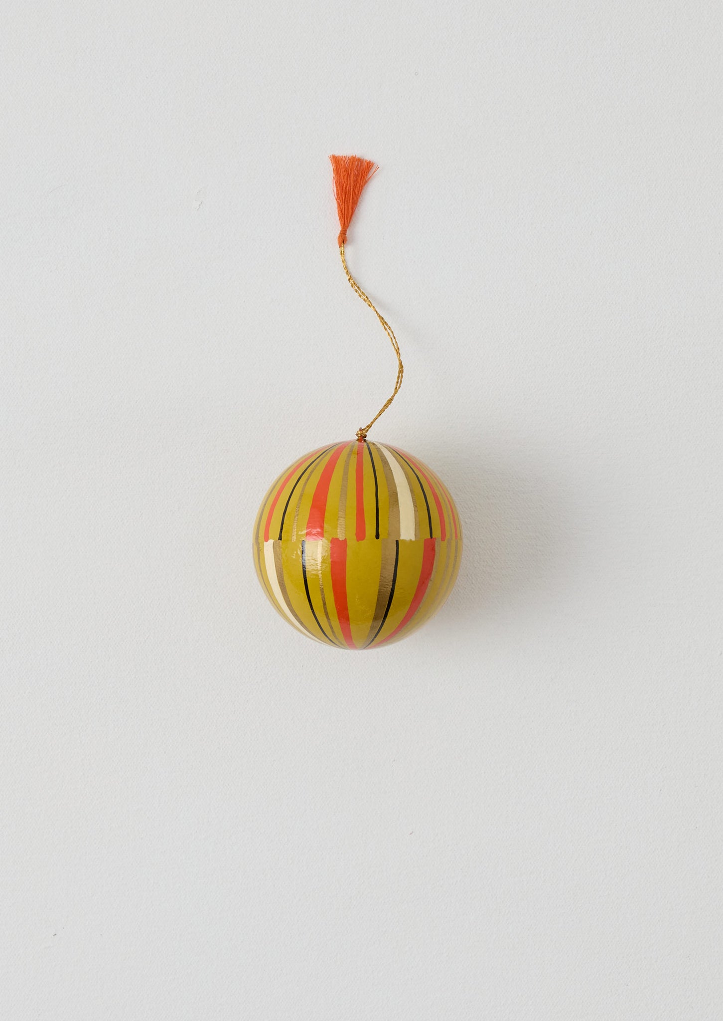 Striped Hand Painted Bauble | Antique Olive