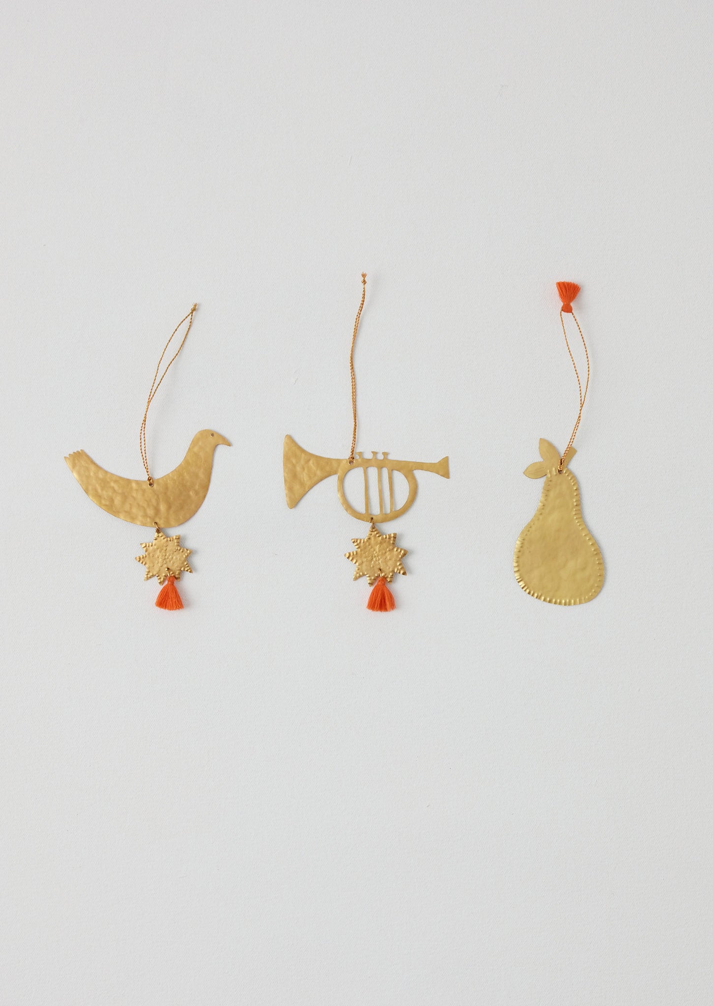 Hammered Metal Pear Decoration | Brass