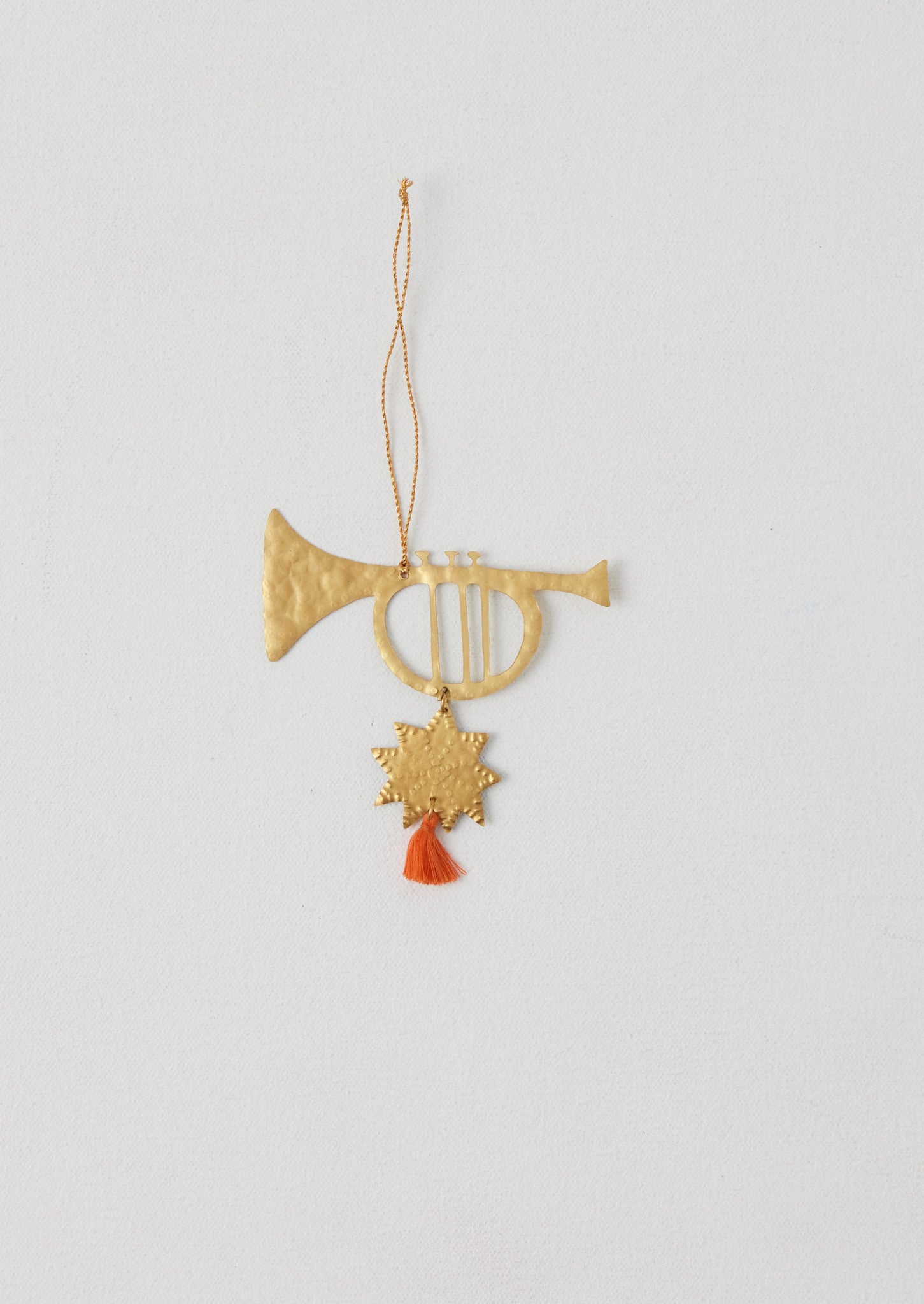 Hammered Metal Trumpet Decoration | Brass