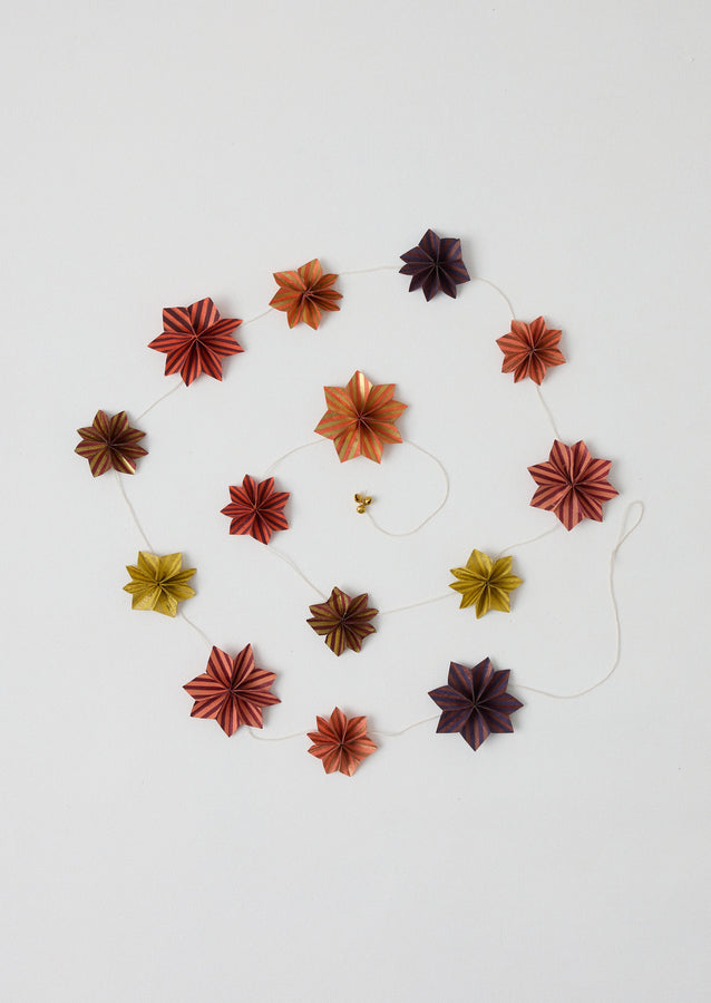 Striped Star Lokta Paper Garland | Berry/Multi