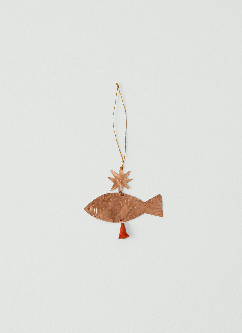 Hammered Metal Fish Decoration | Copper