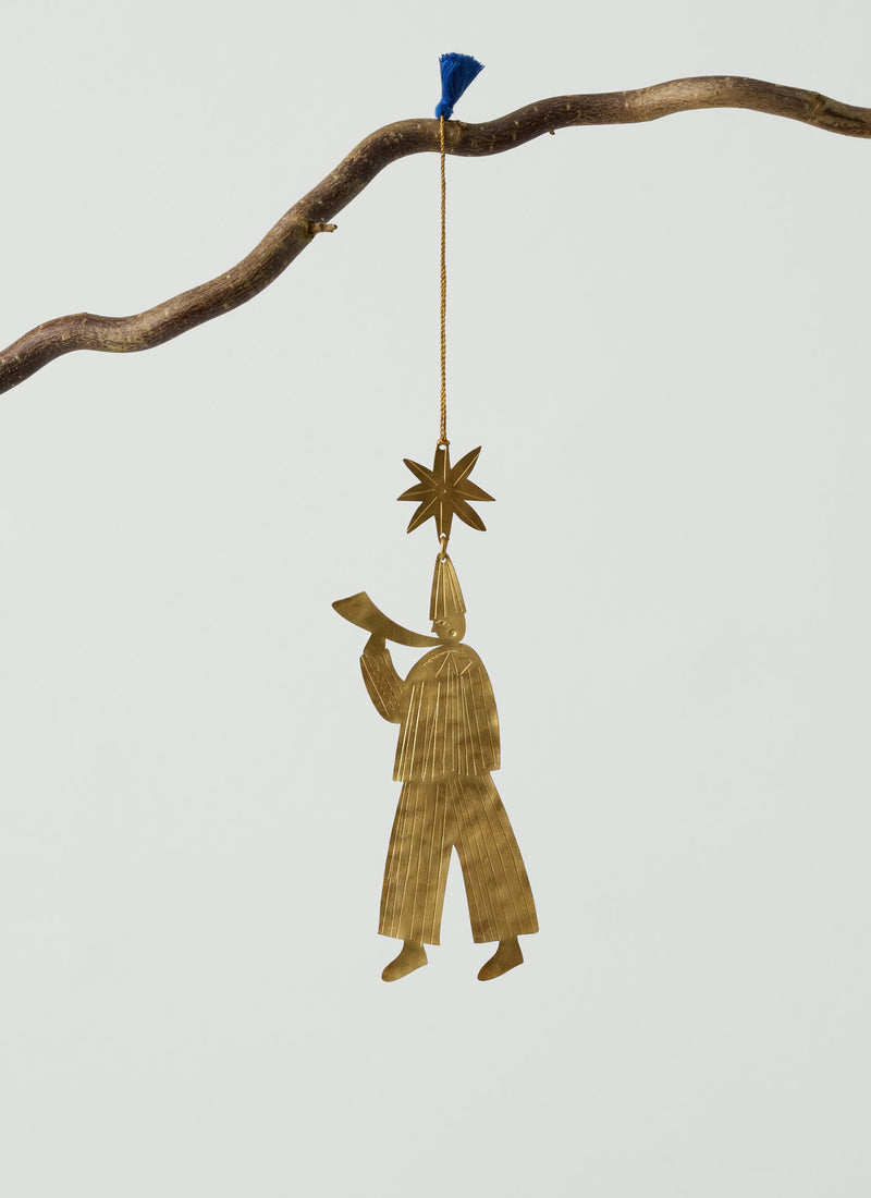 Hammered Metal Musician Decoration | Brass