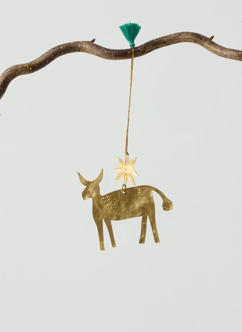 Hammered Metal Buffalo Decoration | Brass