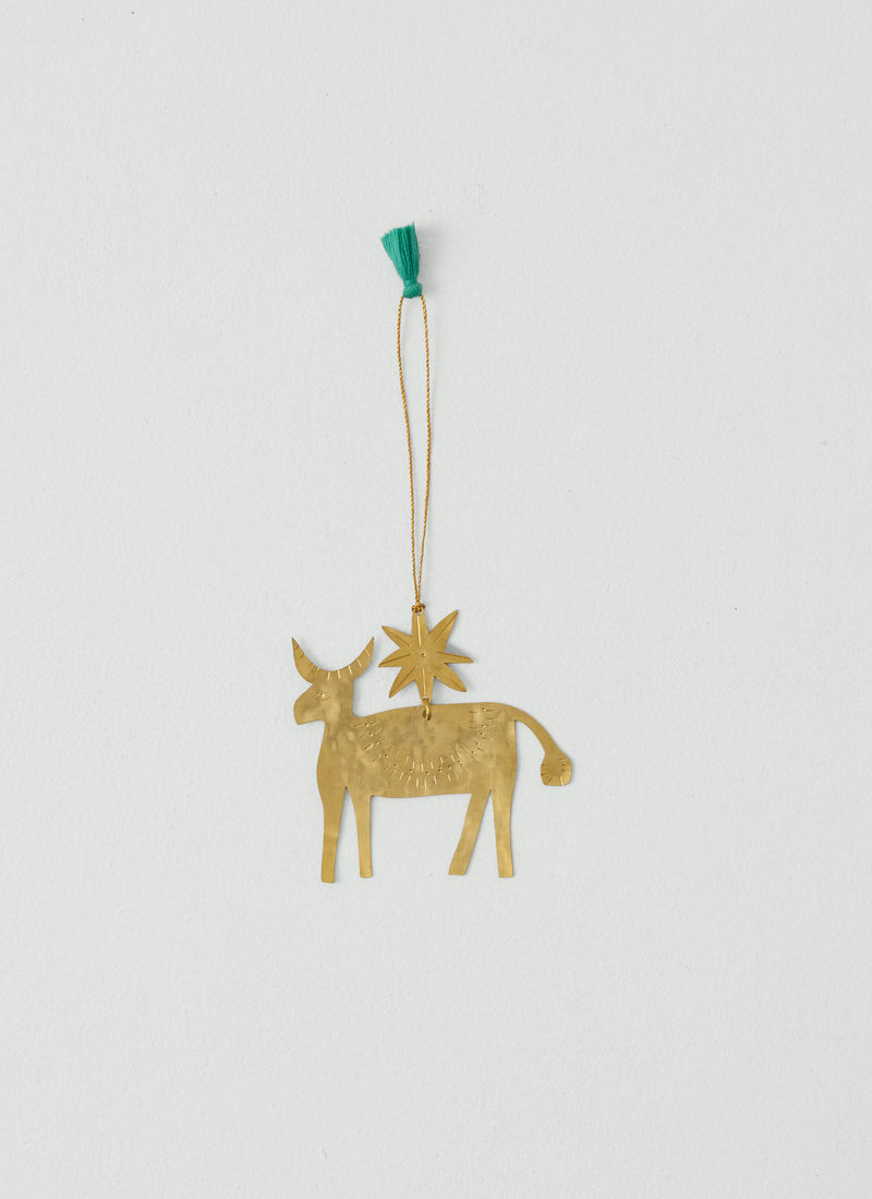 Hammered Metal Buffalo Decoration | Brass