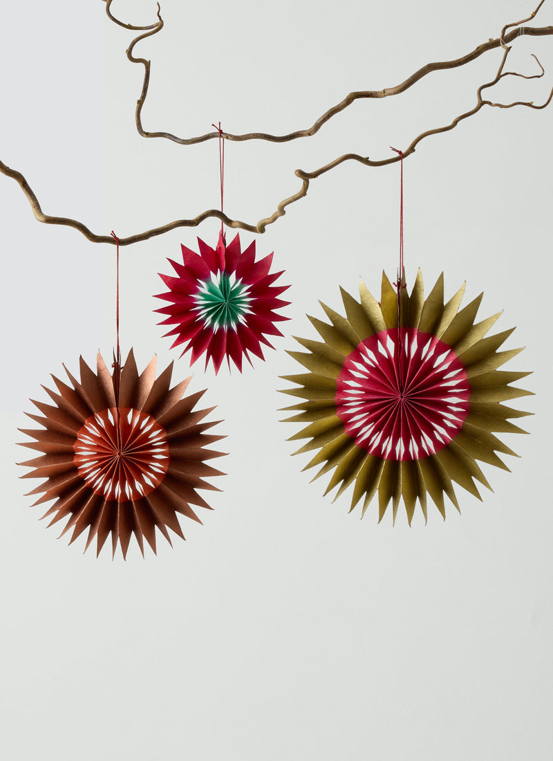 Dip Dyed Lokta Paper Star Set | Raspberry/Coral/Mint