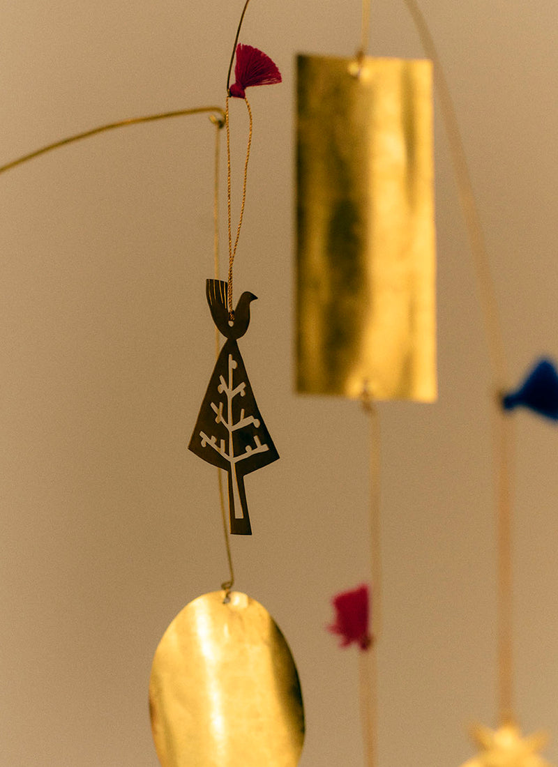 Hammered Metal Tree Decoration | Brass