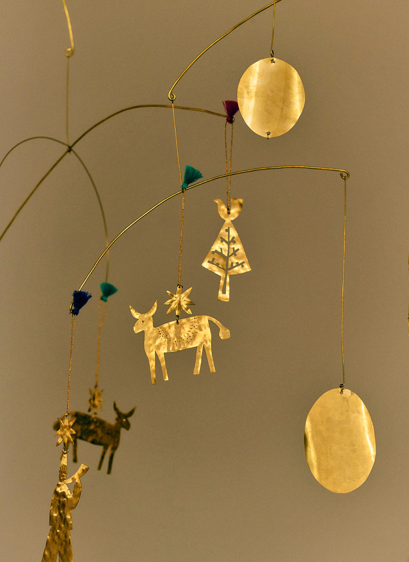 Hammered Metal Tree Decoration | Brass