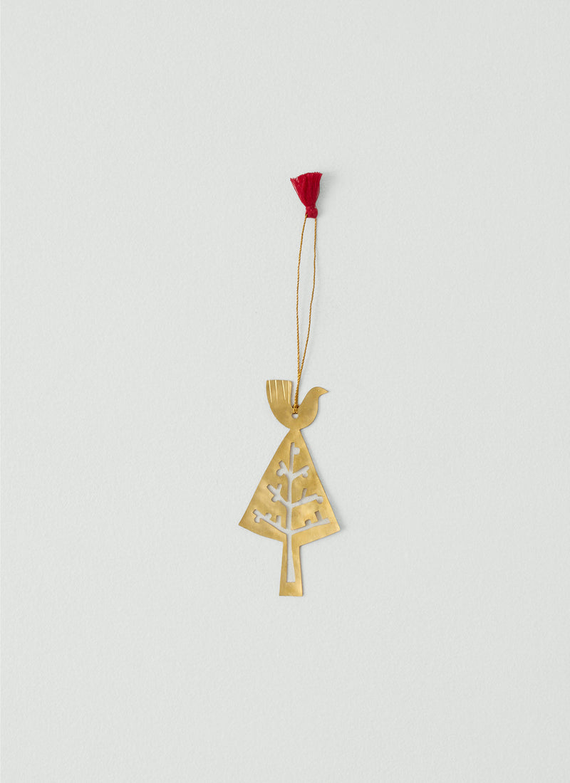 Hammered Metal Tree Decoration | Brass
