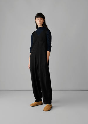 V-Neck Cotton Jersey Jumpsuit | Washed Black