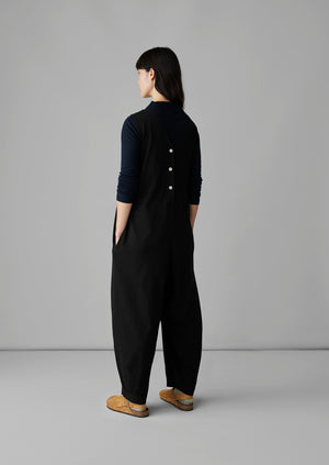 V-Neck Cotton Jersey Jumpsuit | Washed Black