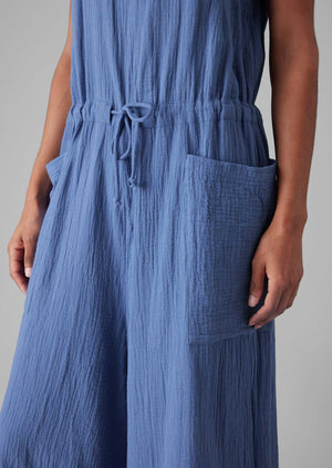 Crinkle Cotton Gauze Jumpsuit | Cornflower