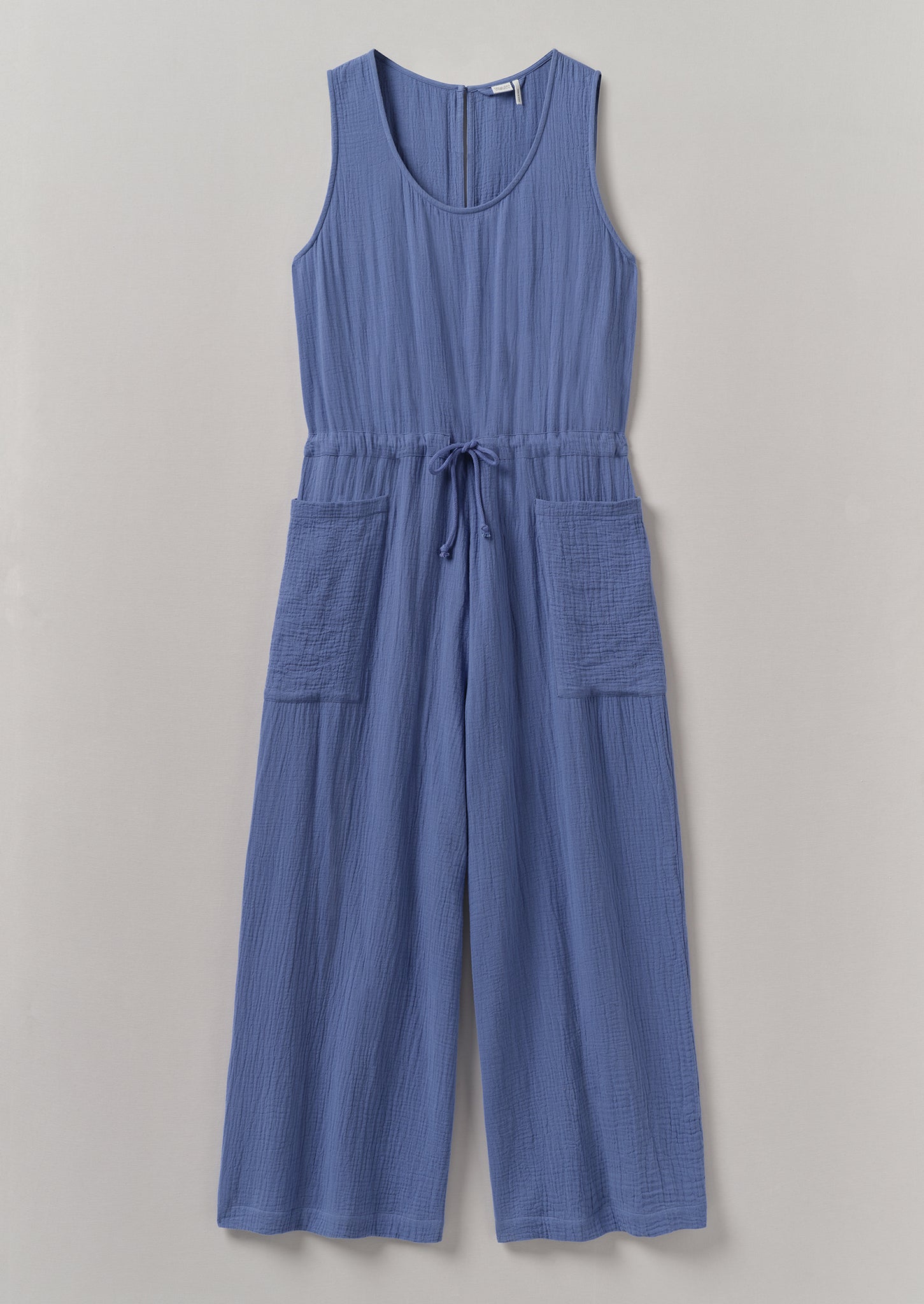 Crinkle Cotton Gauze Jumpsuit | Cornflower