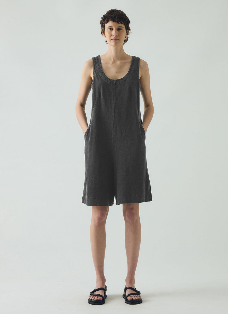 Cotton Jersey Short Jumpsuit | Washed Black