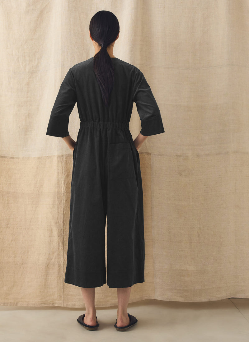 Cord Culotte Jumpsuit | Charcoal